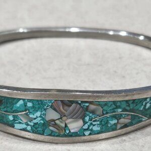 Alpaca Mexican Silver Bracelet Green